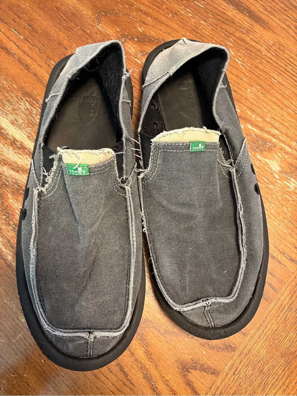 Sanuk Men’s Charcoal Canvas Slip-On Loafers